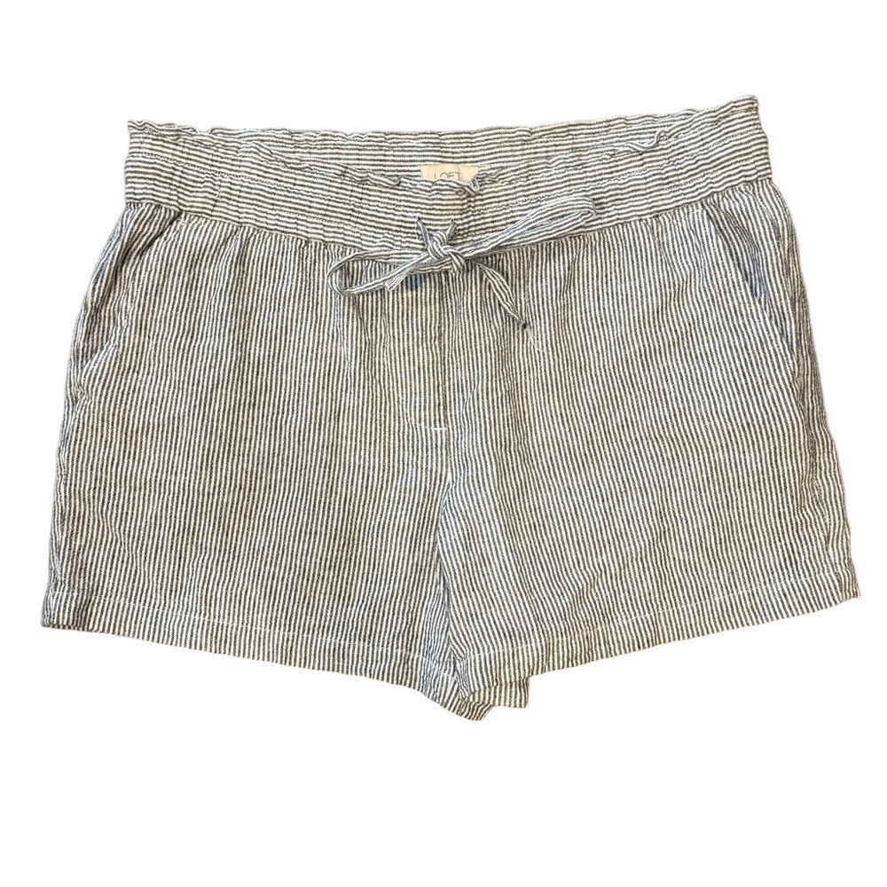 Loft blue striped casual linen blend shorts, size 10